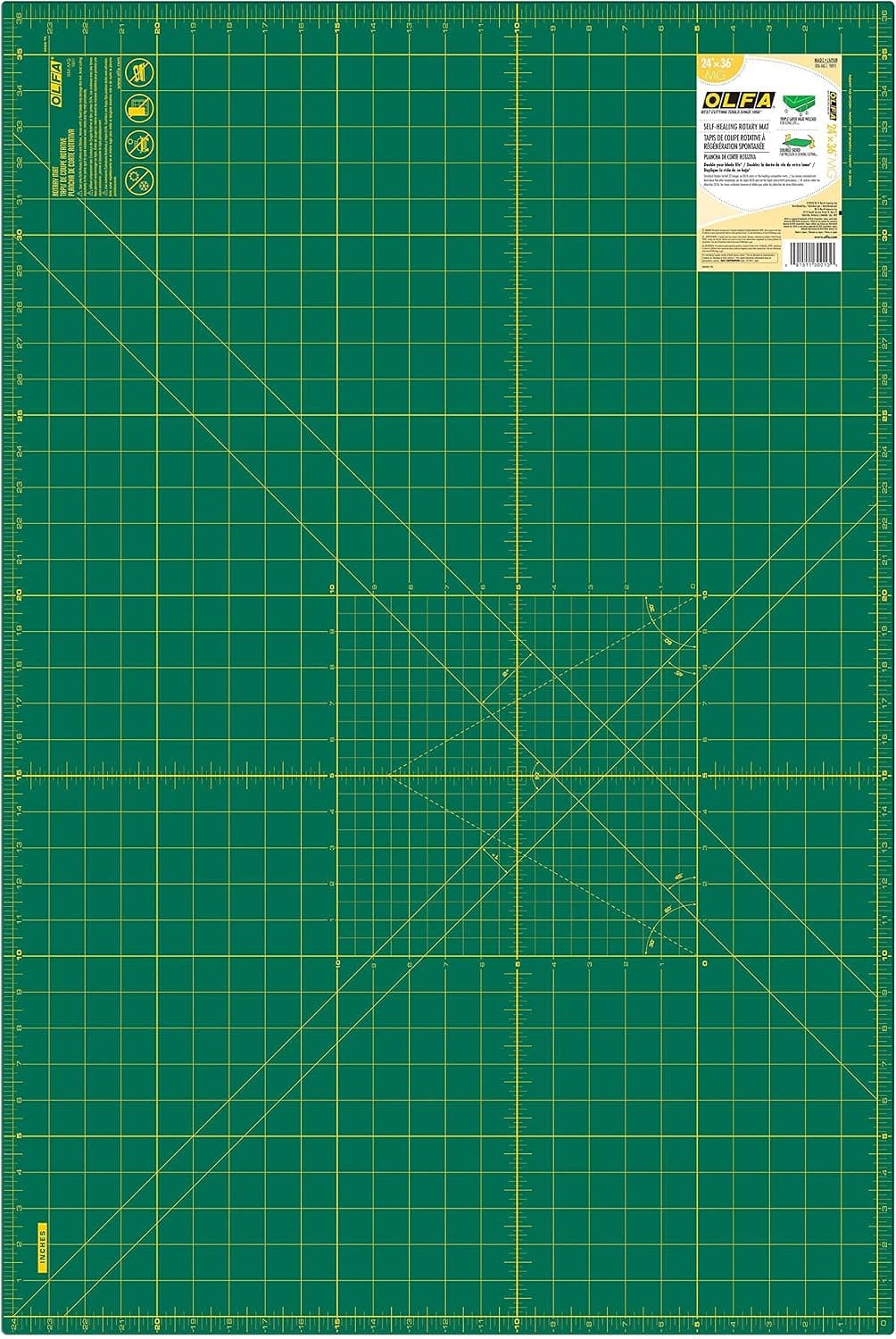OLFA 24 x 36 Self Healing Rotary Cutting Mat (RM-MG) - Double Sided with Grid, Green