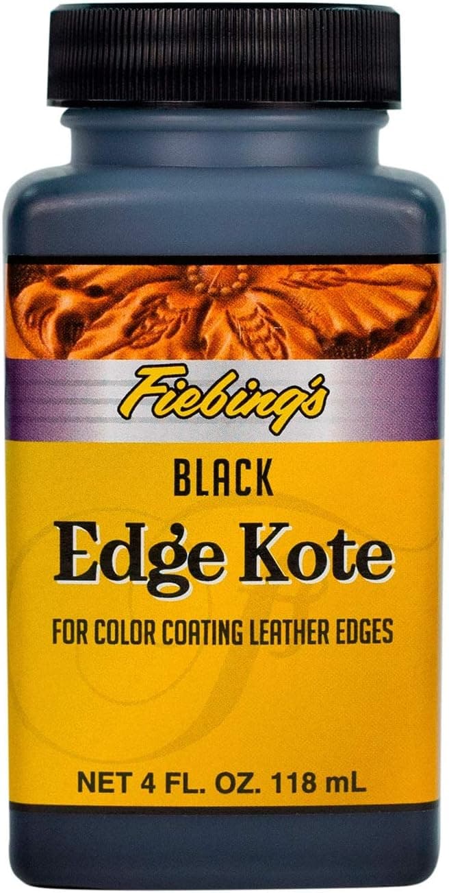 Fiebing's Edge Kote (4oz) - Black - Flexible, Water Resistant Coating for Leather Edges, Medium Gloss