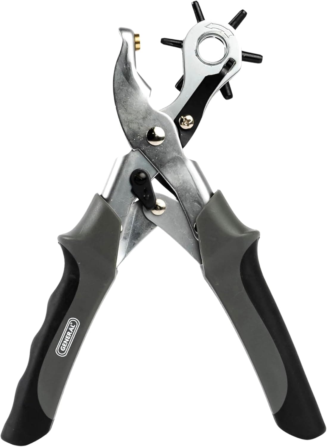 General Tools 73 Revolving Punch Pliers - 6 Multi-Hole Sizes for Leather, Rubber & Plastic