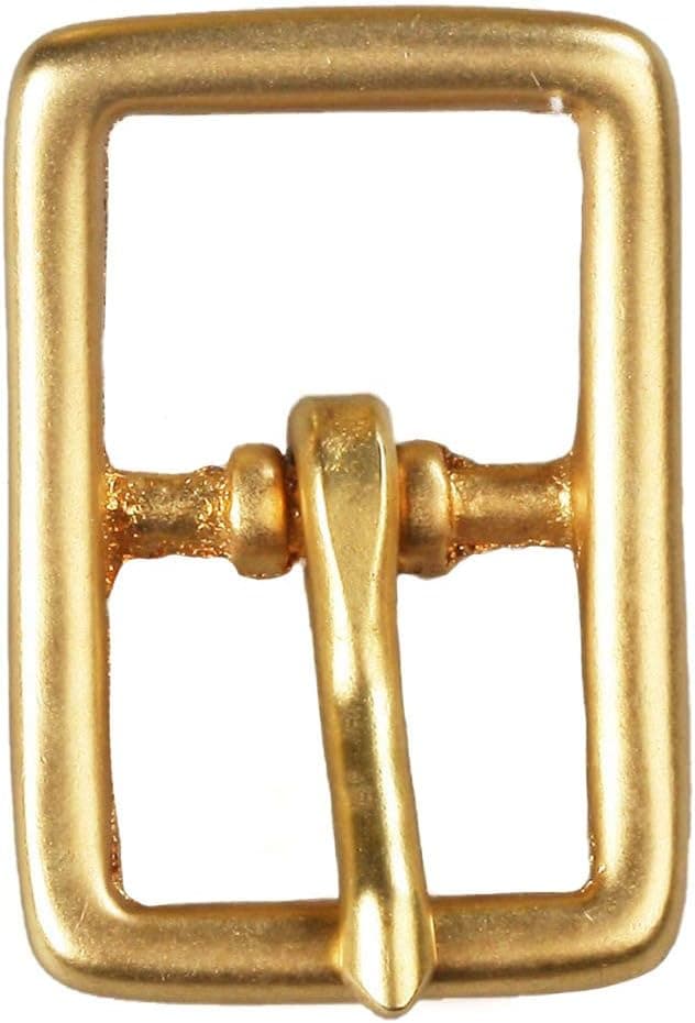 WUTA Solid Brass Belt Buckle for Men/Women's Strap Center Pin Style Heel Bar DIY Leathercraft Hardware (Style #021, 20.1mm Inner Width)
