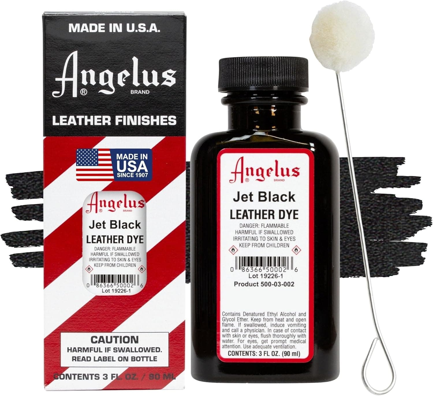 Angelus Permanent Leather Dye, 3 fl oz, Jet Black