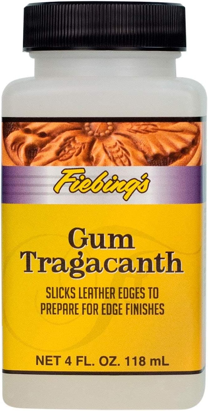 Fiebing's Gum Tragacanth (4 oz) - Leather Burnisher to Prepare Smooth & Slick Edge Finish - Water-Based Professional Grade Formula