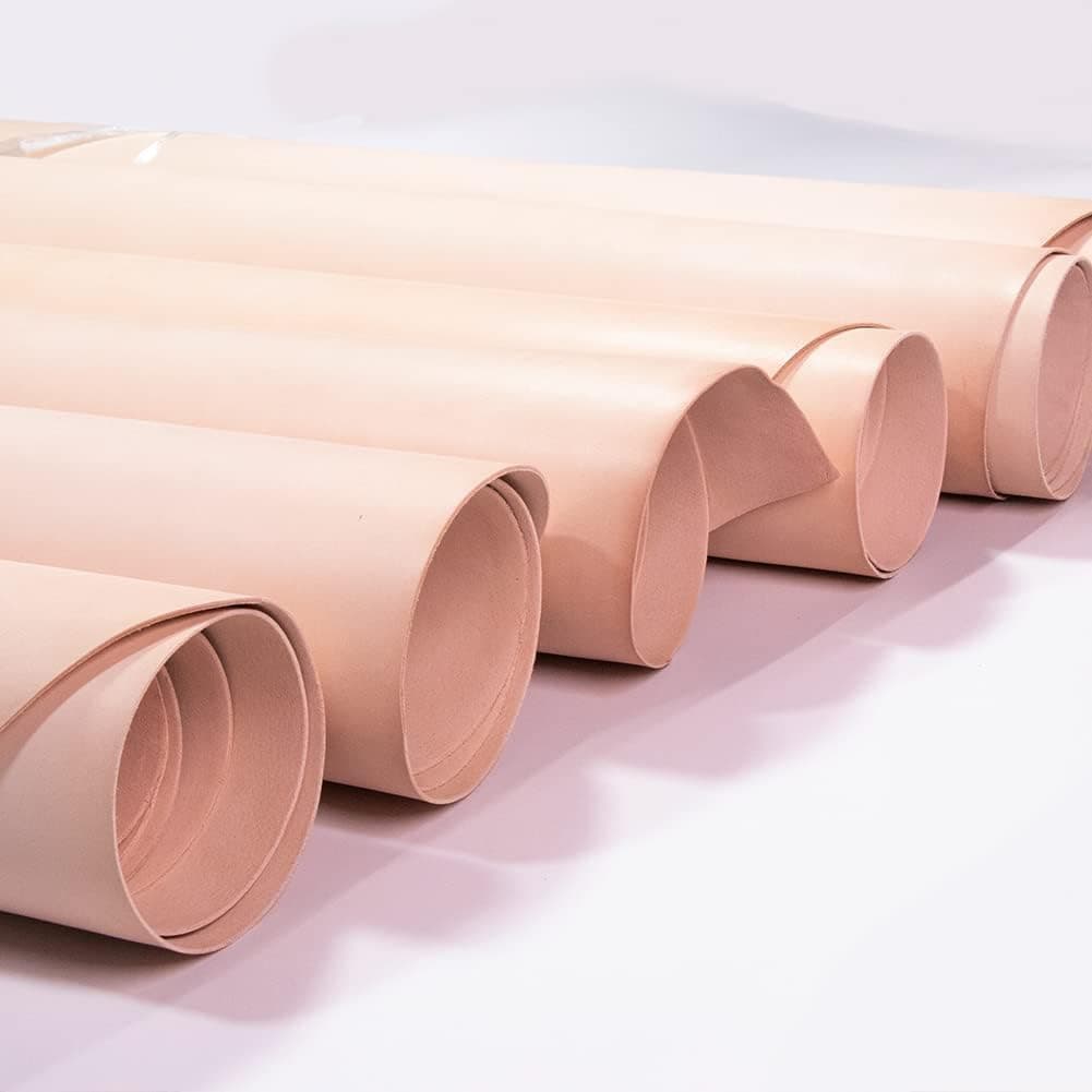 WUTA Full Grain Veg Tanned Leather Cowhide Piece Pre-Cut 100% Handmade DIY Genuine Leather/Tooling Carving Dying Leather Piece 5 oz, Size A4 (12" x 8.4")