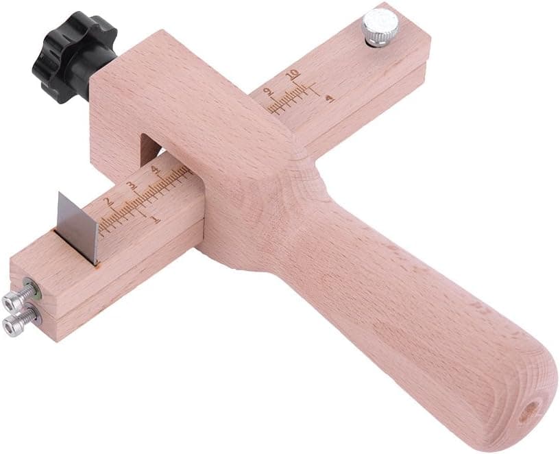 Leather Cutting Tools, Adjustable Wooden Strip and Strap Belt Cutter + 5PCS Blades