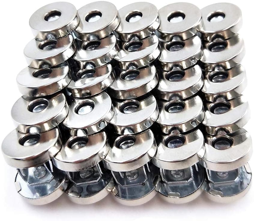50 Sets Silver Tone Magnetic Purse Snap Clasps Button for Closure Purse Handbag Clothes Sewing Craft 14mm