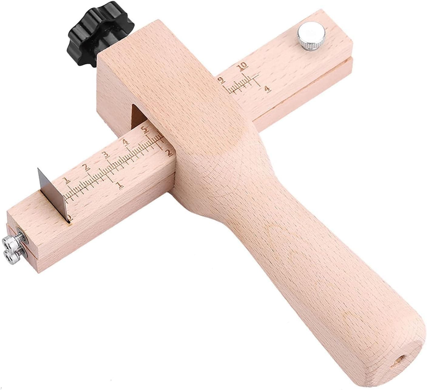 Acogedor Leather Strip and Strap Cutter, DIY Leather Hand Cutting Tools, Adjustable Wooden Leather Cutter with 5 Blades
