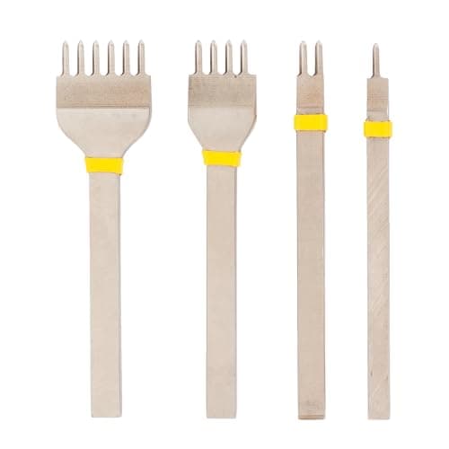 Weaver Leather Supply Diamond Leather Stitching Chisel Set, Precise 4mm Hole Punch, Color-Coded Hole Punch Set for Hand Sewing and Saddle Stitching