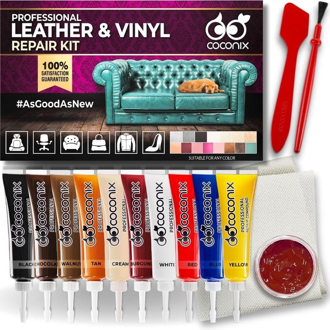 Coconix Leather & Vinyl Repair Kit - Fix Tears, Holes, Scratches, and Peeling on Leather and Vinyl Furniture, Car Seats