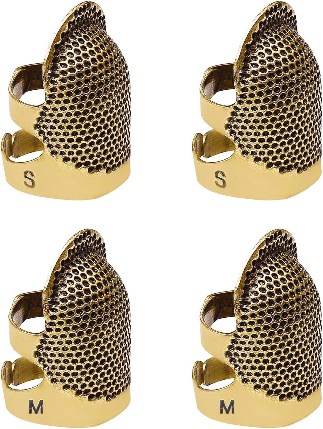 4 Pack Adjustable Metal Shield Sewing Thimble Finger Protector, 2 Sizes