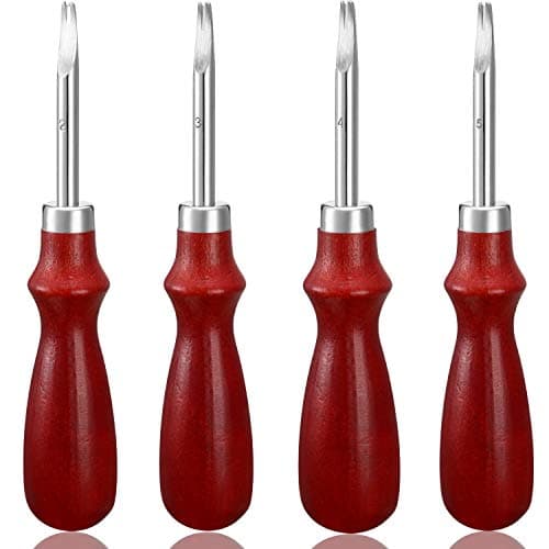 Mudder 4 Pcs Leather Beveler Edge Beveler Craft Set, 0.8/1 / 1.2/1.5 mm