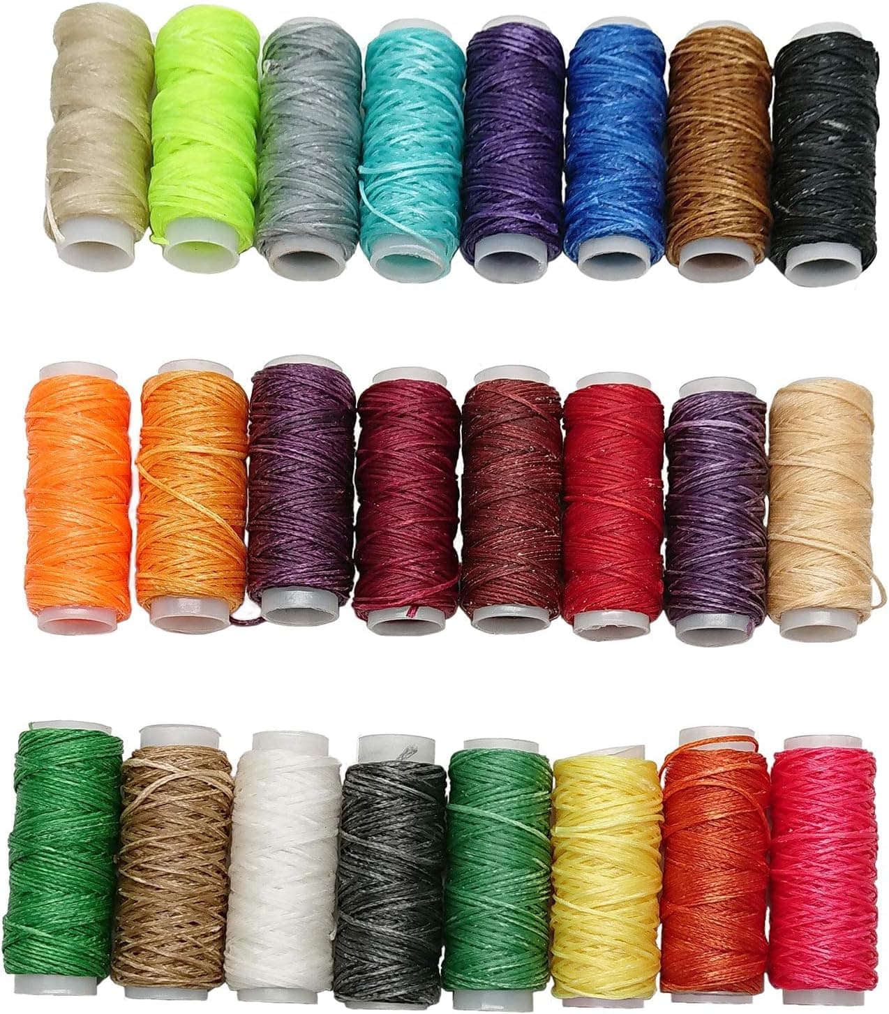 Goiio 24 Colors Waxed Thread, Leather Sewing, Hand Stitching Thread for Hand Sewing Leather and Bookbinding, 13 Yards Per Color