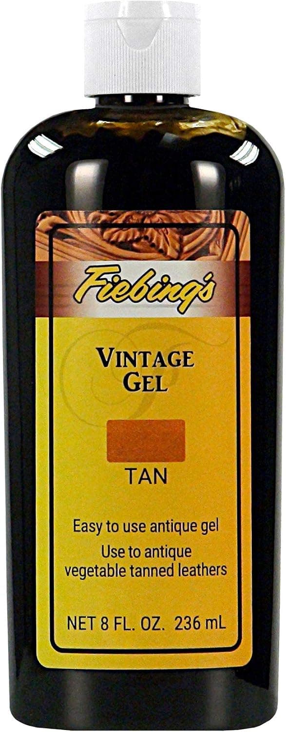 Fiebing's Vintage Gel (8 oz, Tan) - Antiquing & Restoration Gel for Contrasted Accent Finish on Smooth & Tooled Leather