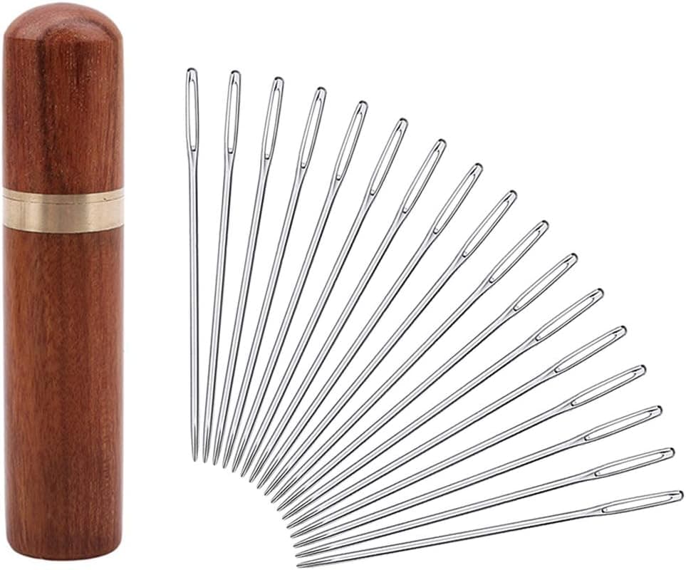 Leather Big Eye Needles, 20 Pieces Leather Needles Large Eye Needles Blunt Needle with Sewing Needle Case