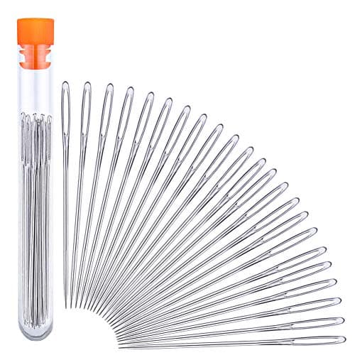 JNENERY 23 PCS Large Eye Sewing Needles, 2.36in Sewing Sharp Needles | Leather Embroidery Thread Needle, Stainless Steel Yarn Knitting Needle with a 3.3in Plastic Bottle