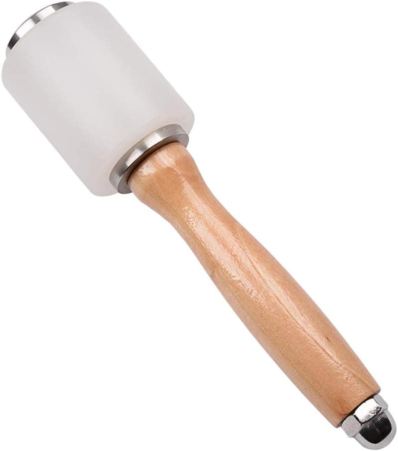 CJRSLRB Leather Carving Hammer, Leather Mallet, Leather Maul, Wooden Handle Nylon Hammer Leathercraft Tool (I-Head)