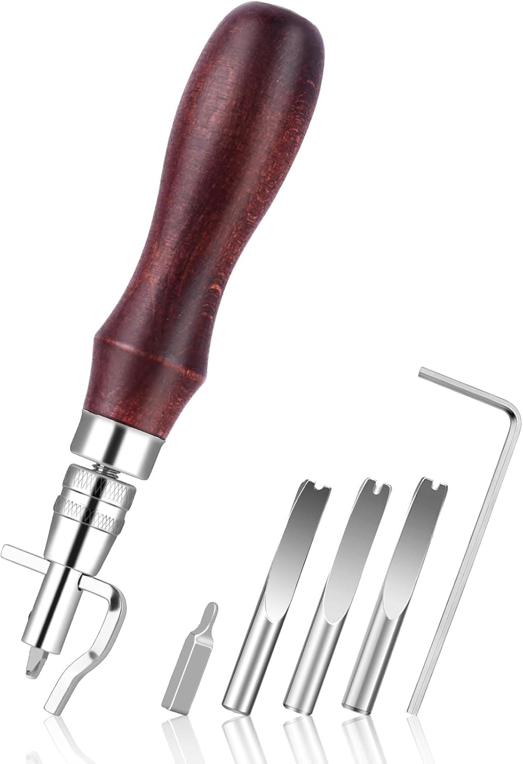 Leather Groover Tool, 7 in 1 Pro Adjustable Stitching Groover and Creasing Edge Beveler