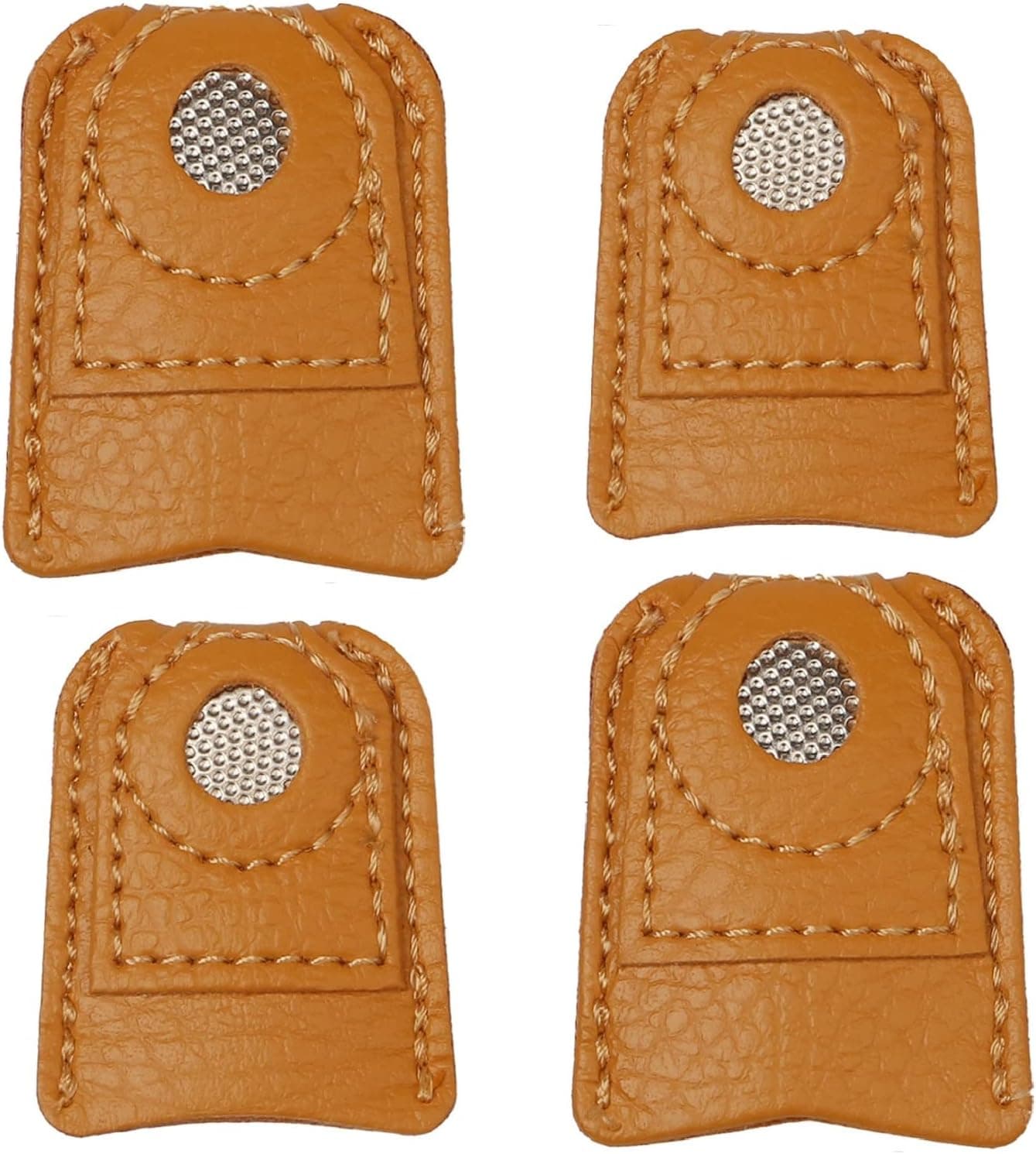 Pimoys 4-Piece Leather Finger Protector Coin Thimble Pads, 2 Sizes