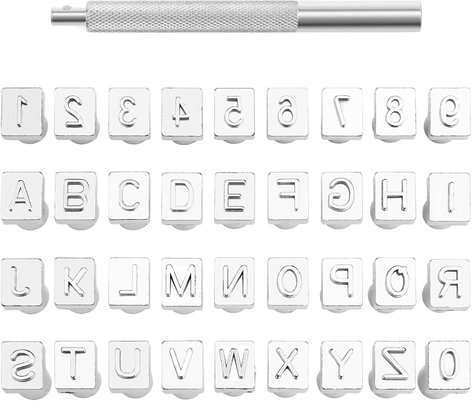 37 PCS Leather Stamps Alphabet Set, 6mm Alphabet Stamp Tools Set Metal Letter and Number Stamps Punch Set