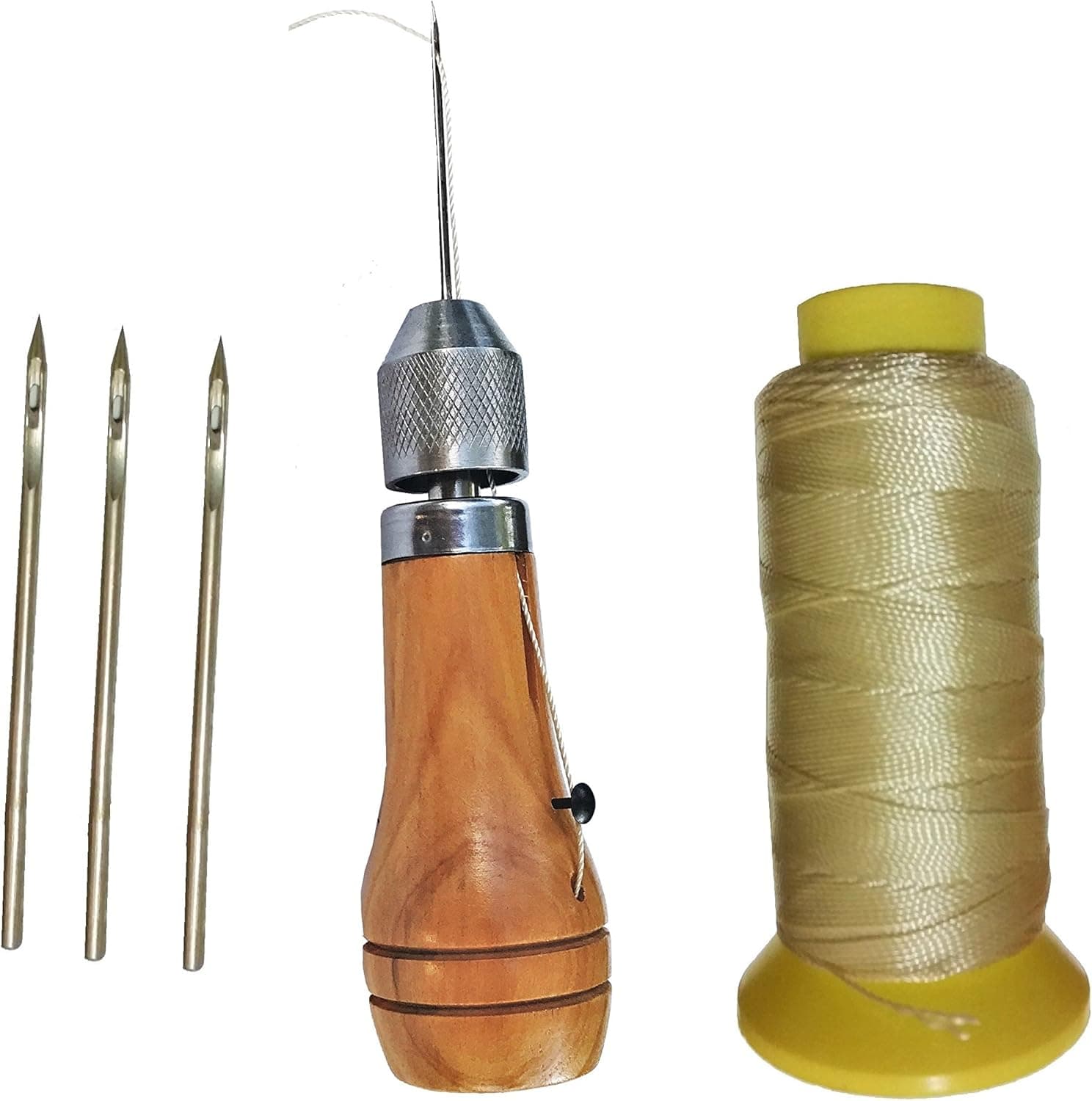 TKA United Swift Stitch Hand Sewing Awl Kit with 4 Straight Needles and 180 Yards Thread