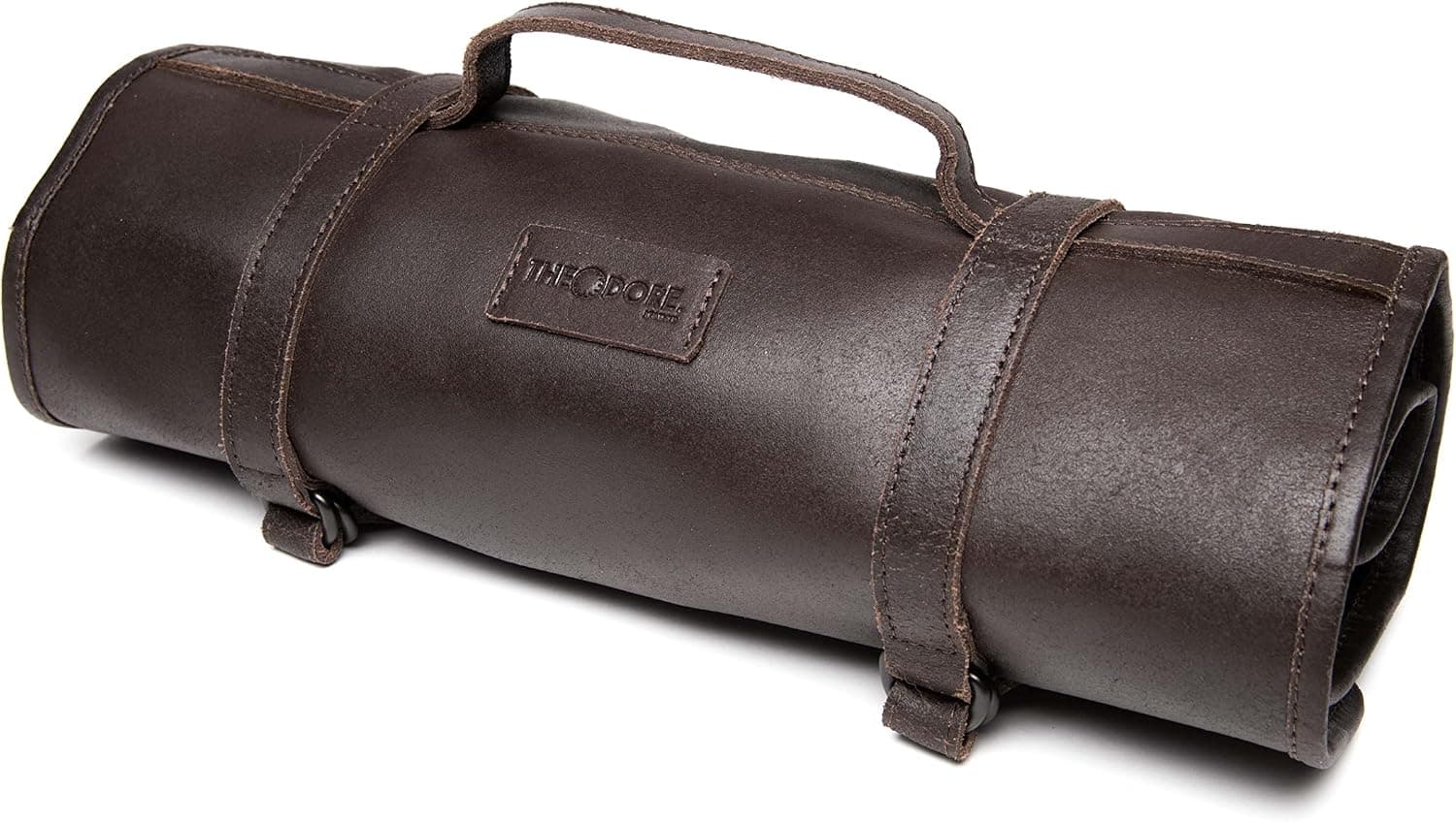 Theodore Leather Tool Roll Up Bag, Buffalo Leather Tool Organizer with 18 Pockets, Heavy Duty Wrench Roll and Chisel Tool Pouch