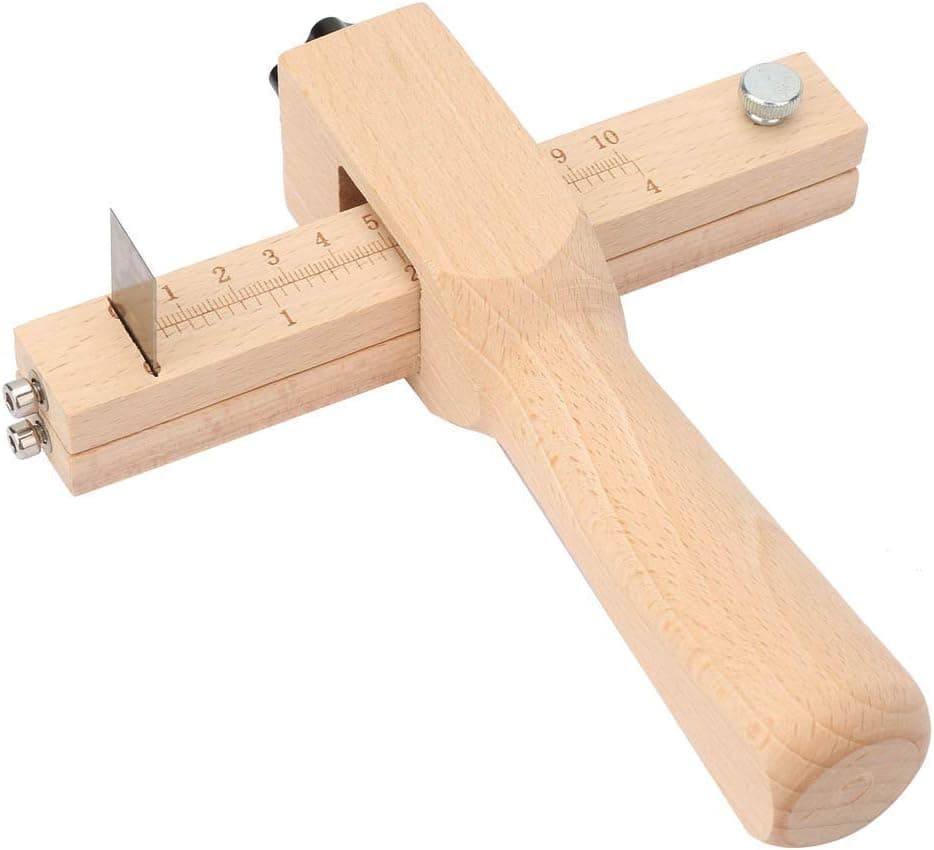 GLOGLOW Leather Strap Wood Cutter Adjustable Craft Strip Belt Hand Cutting Tool for DIY Leathercraft with 5 Blades