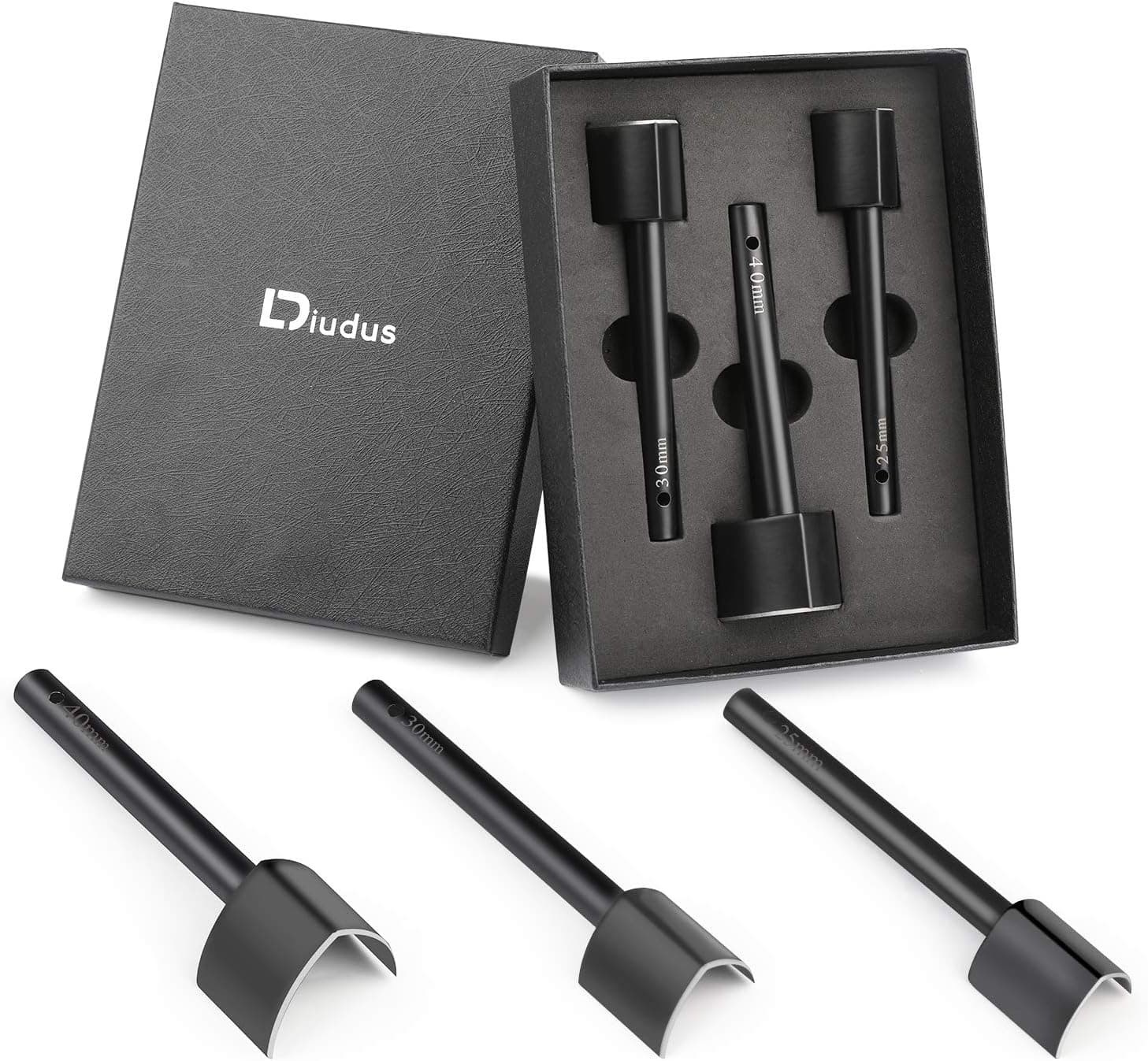 Diudus 3 Sizes Leather Corner Punch 0.98/1.18/1.57 Inch V-Shaped Leather Punch, Belt Punch Cutter English Point End Punch (25mm, 30mm, 40mm)