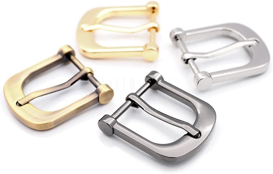 CRAFTMEMORE 4pcs 1 Inch Metal Belt Buckle Single Prong Buckles Leather Craft Accessories (Brushed Brass)