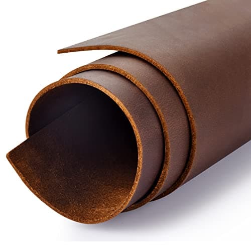 Genuine Leather Tooling Sheets 1.8-2.0MM Thick Genuine Top Full Grain Oil Tan Crazy Horse Cowhide Leather Sheets for Crafts Tooling Sewing Wallet Earring Hobby (Dark Brown, 8"x12")