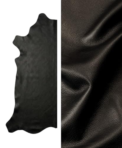 Premium Genuine Leather Natural Grain Cowhide Hides - Leather Skins for Upholstery, Crafting, Tooling, Sewing, and DIY Leather Projects (Black, 10 Square Feet (Half Side))