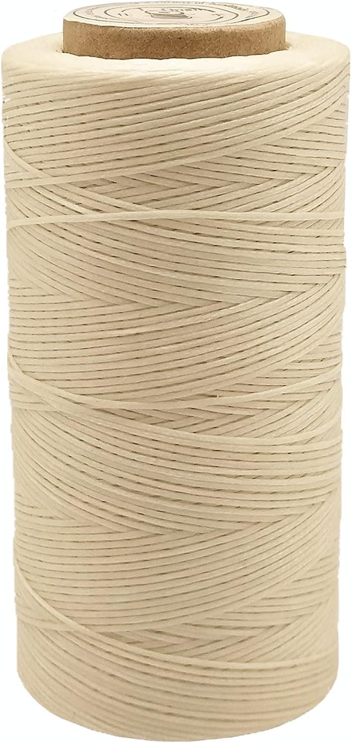 Waxed Thread, 328 Yards 150D 1MM Leather Sewing Waxed Thread for Leather DIY, Bookbinding, Shoe Repairing (Beige #002)