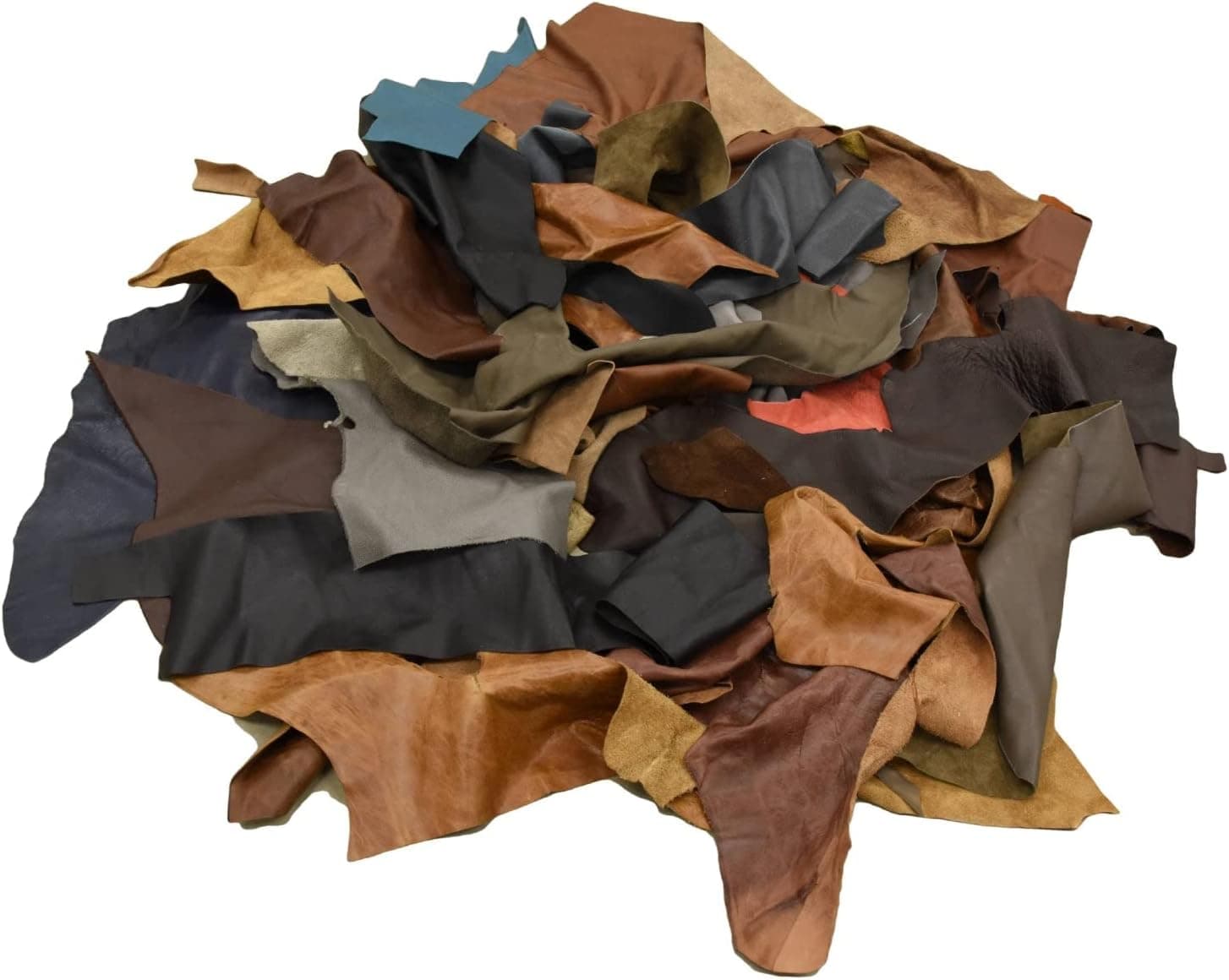 Leather Scraps Crafts 10 Pounds Leather Scraps Bag - Full Grain Upholstery Remnants Bag, Mixed Color, Small, Medium, Large Pieces