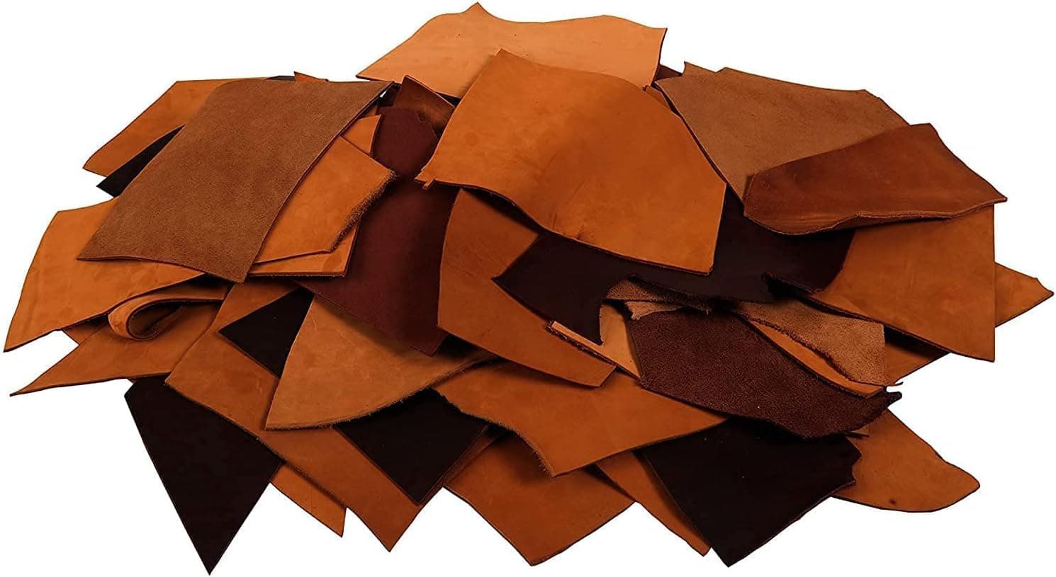 Leather Scrap Crafts 1 lbs Leather Scrap - Large Pieces of Full Grain Leather Cowhide Remnants Bag - Design & Make Crafts - Mixed Colors