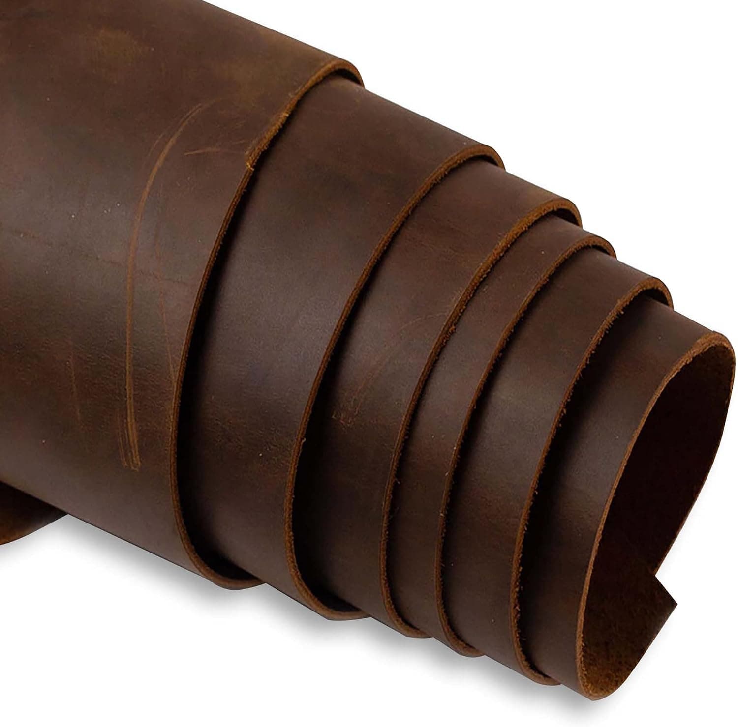 ELW Oil Tanned Leather 5-6 oz (2-2.4mm) Pre-Cut Size 2 PCS 6"x6" Sable Brown Cowhide Full Grain Leathercraft for Holsters, Knife Sheaths, Tooling, Embossing, Stamping
