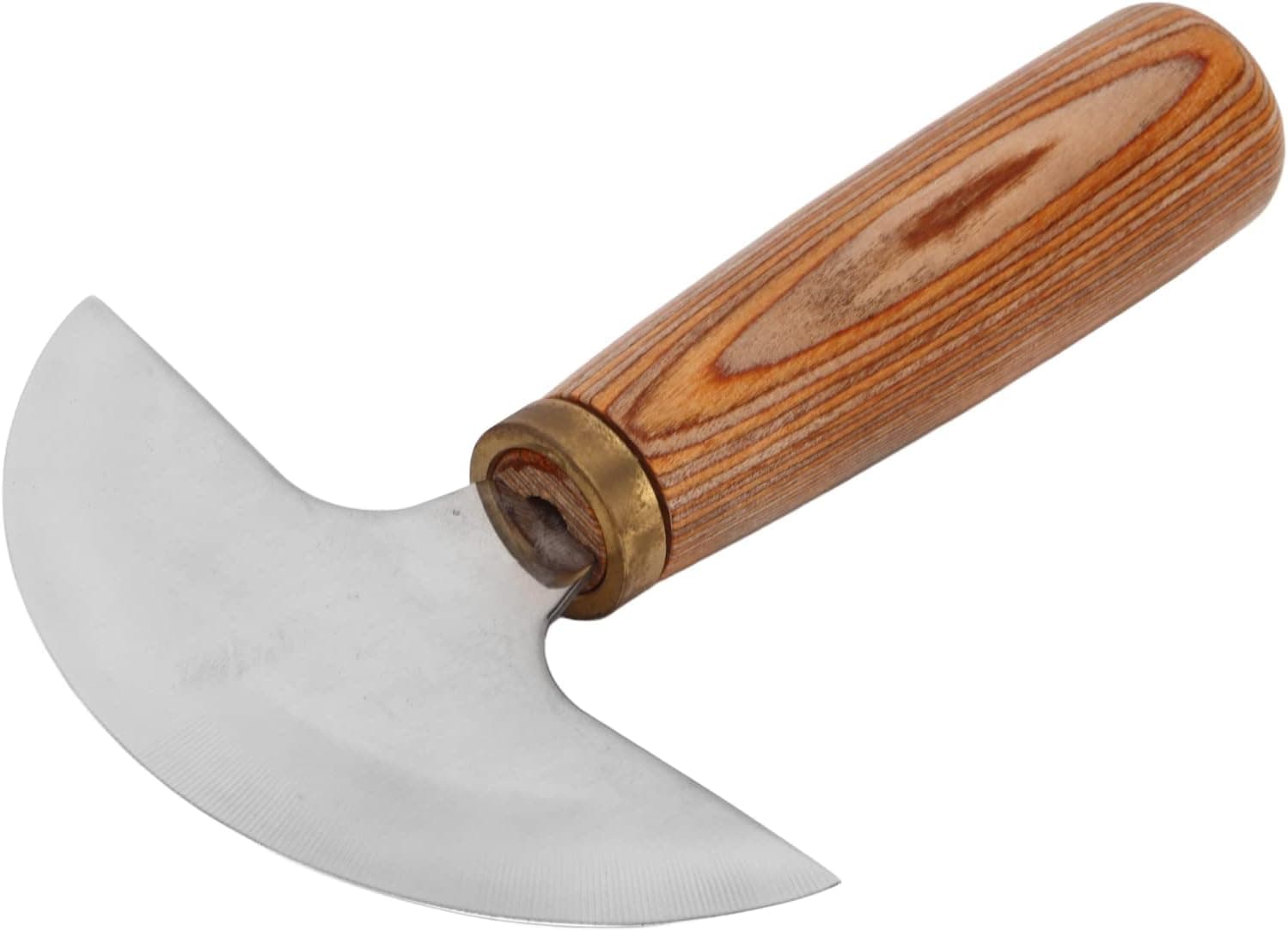 Diydeg Leather Round Head Knife, Half Moon Leathercraft Round Knife and Leather Cutter with Wooden Handle