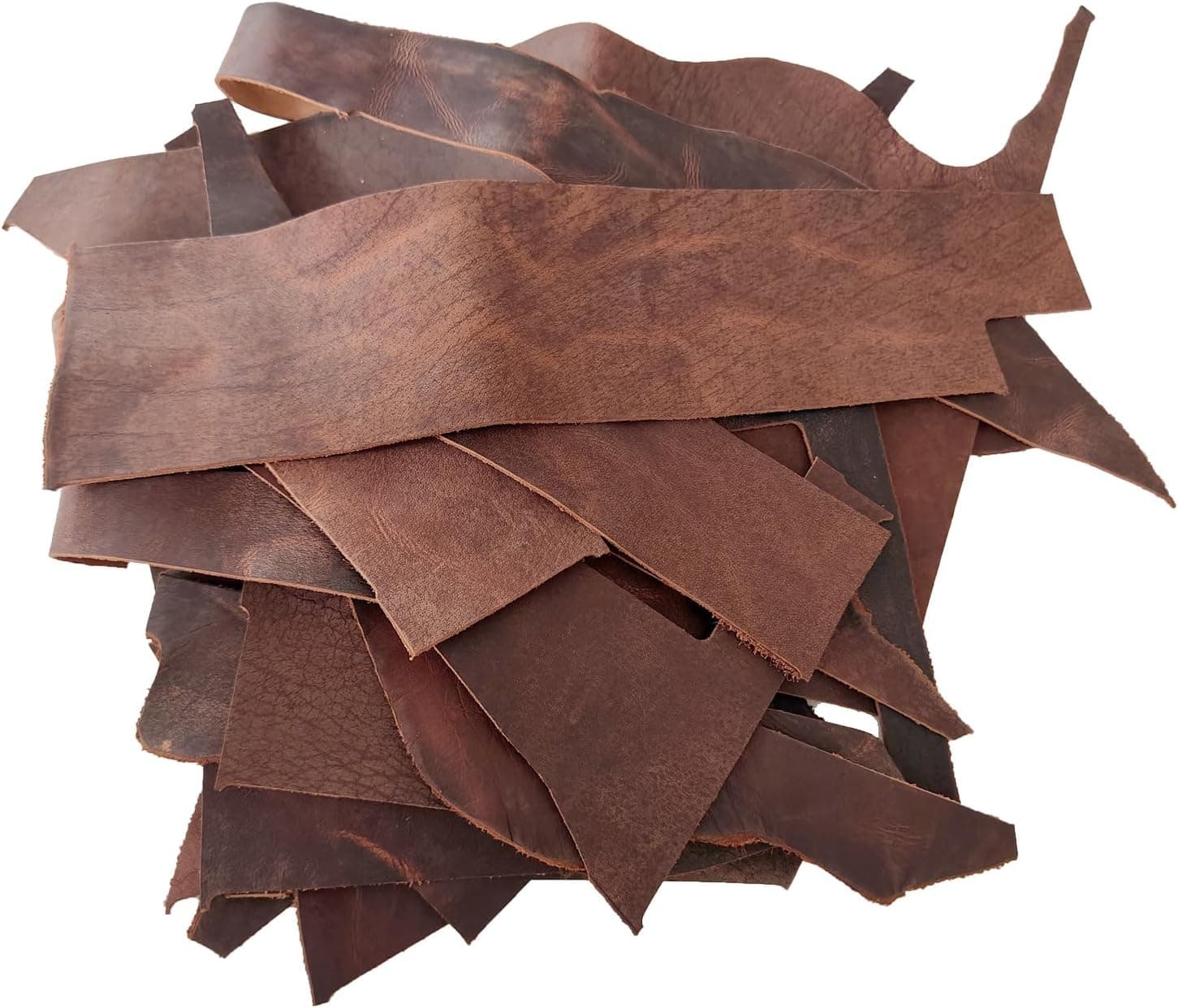 Leather Scraps, About 2mm Thick Genuine Cowhide Scraps, Leather Scraps for Crafts/Tools/DIY, Vintage Brown (2 Lbs)