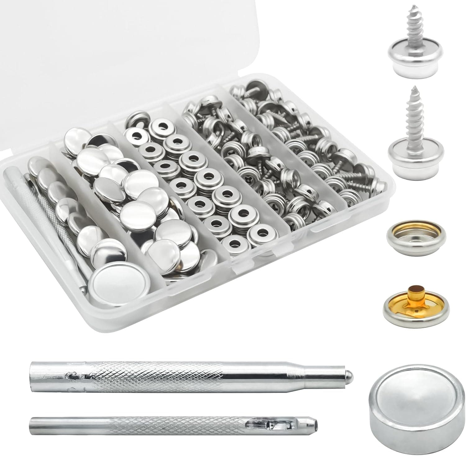 Hoeine Canvas Snap Kit, 40 Sets Marine Grade Boat Cover Snaps Heavy Duty Snap Fastener Kit Stainless Steel