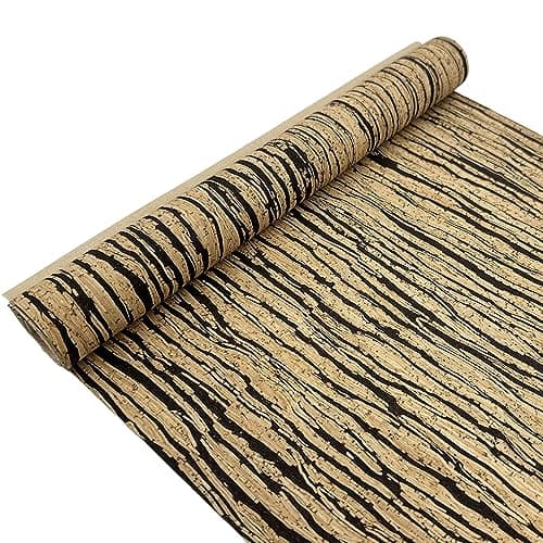 SorenCut Cork Fabric by The Yard,Cork Fabric for Sewing with Black Coffee Surface,12 * 52 Inch Larger Size for Handcrafts,Cutting DIY Projects