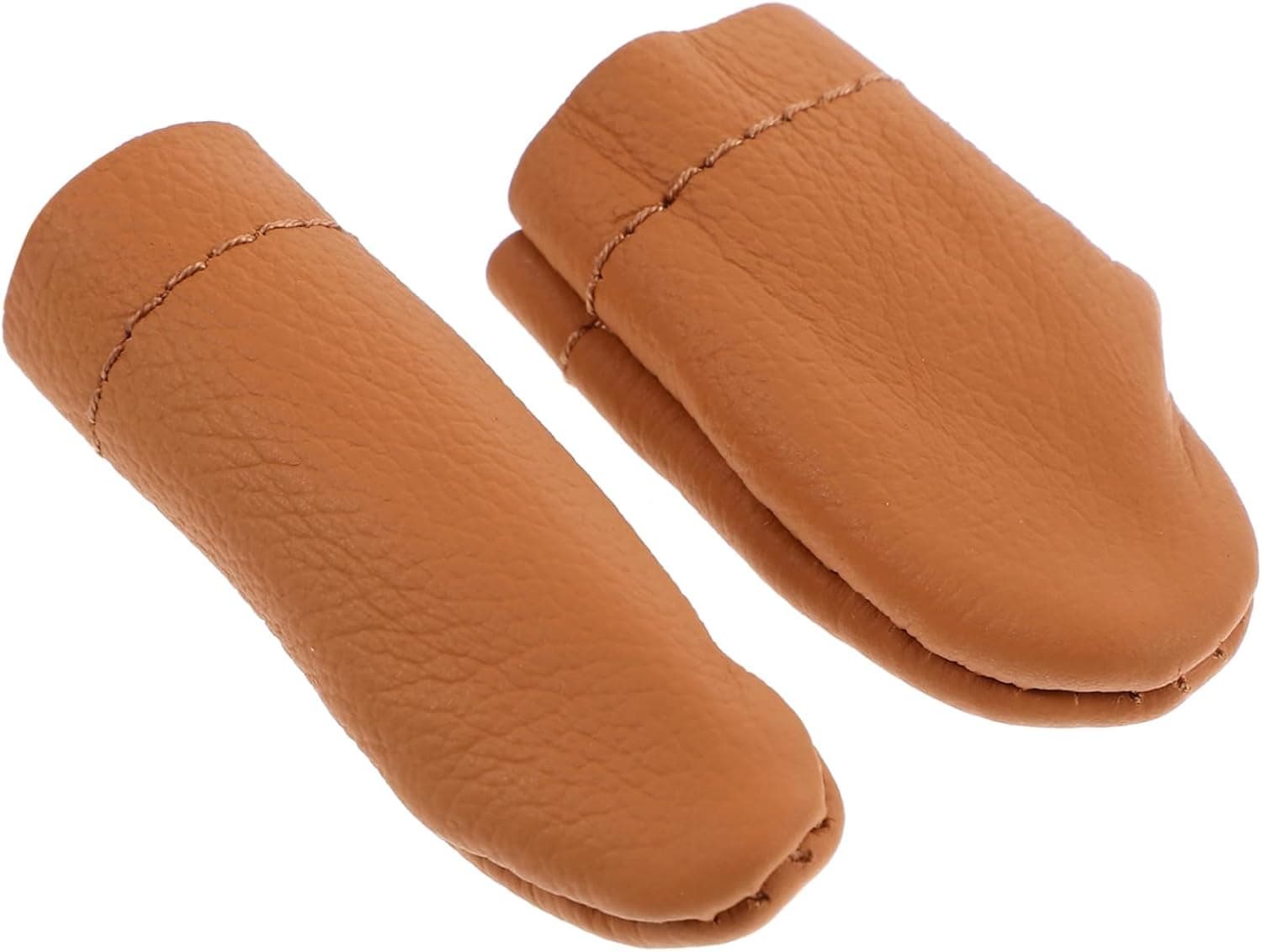 SEWOART 2Pcs Cowhide Leather Finger Protector Thimbles for Needle Felting and Quilting