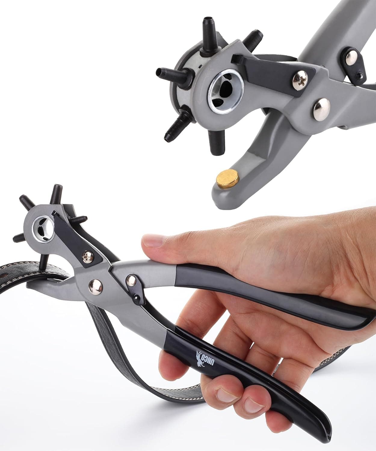 UNCO Leather Hole Punch Tool, 6 Different Hole Sizes for Watch Bands, Straps, Dog Collars