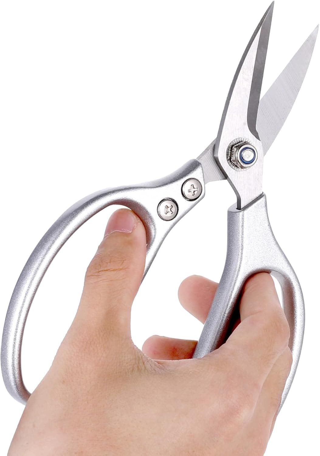 Qianyu Heavy Duty Leather Scissors, All Metal Large Comfortable Shears with Short Blades
