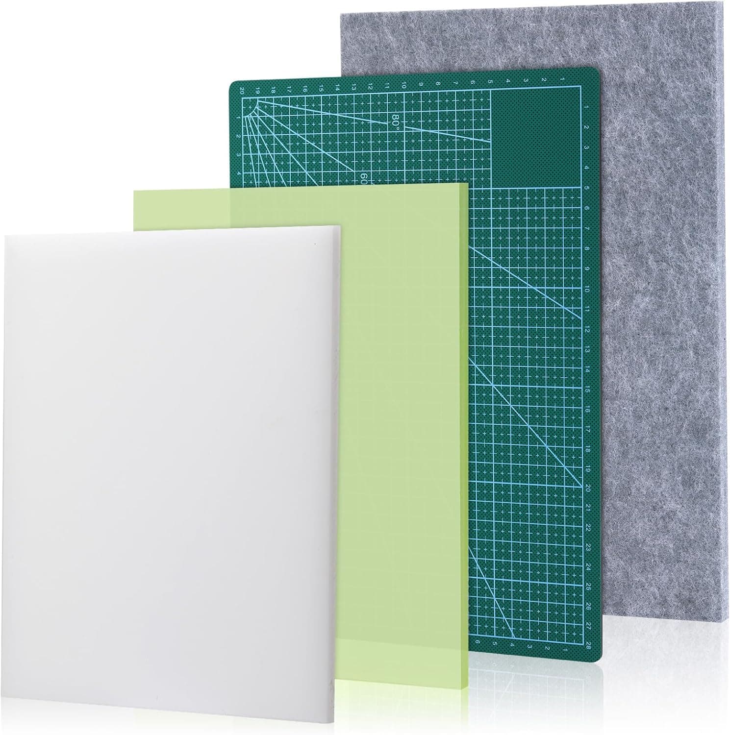 Yizzvb 4 Pcs Leather Punch Pads, Leather Cutting Mat, Sound Absorbing Pad and A4 Self Healing Cutting Mat