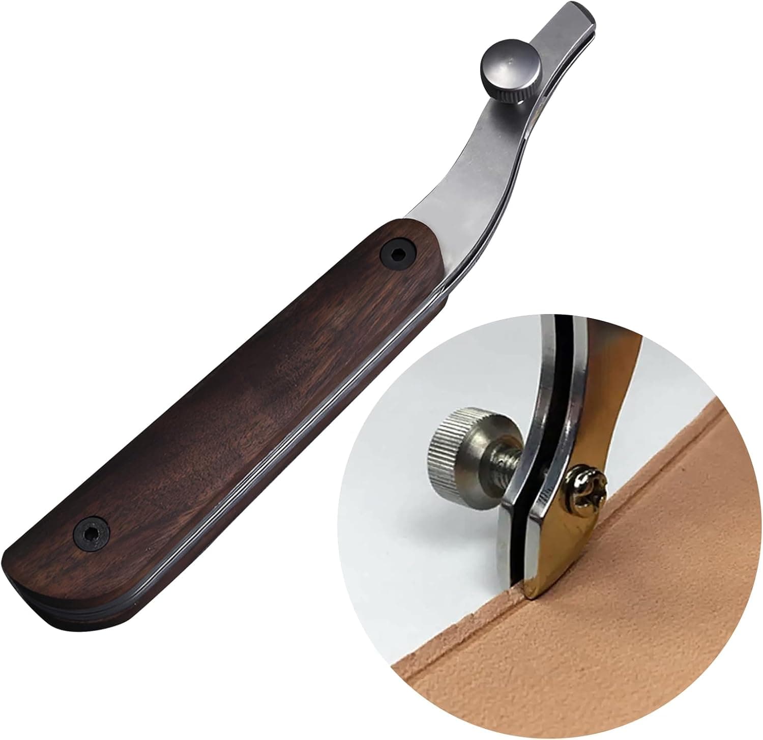 SYWAN Adjustable Leather Edge Creaser with Wooden Handle, 1.5mm Line Width