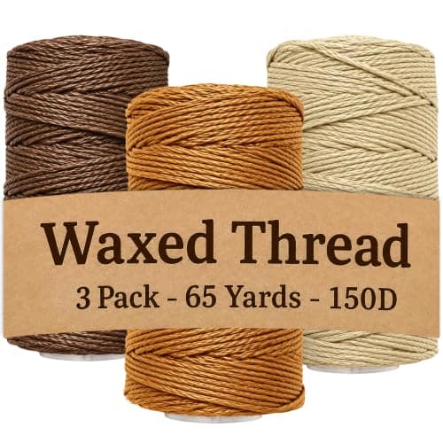Waxed Thread 3X Wax Thread, 65 Yardx0.8mm Wax String, 150D Waxed Leather String in Cream, Tan and Brown, Perfect Dream Catcher Supplies