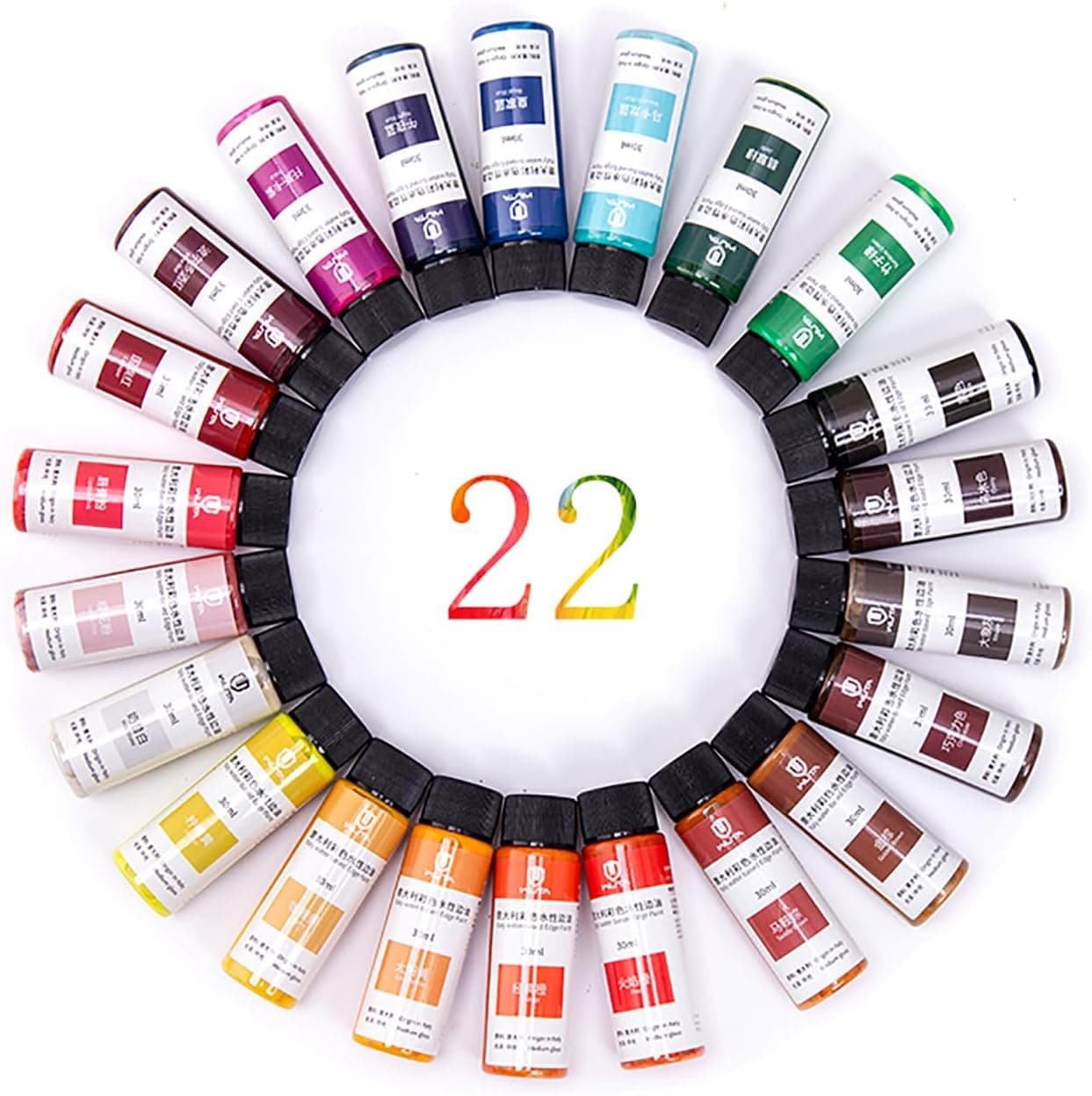 WUTA 30ml Professional Leather Edge Paint Oil Dye Edge Dressing Color Coats Leather Finish Supplies (22 Color)