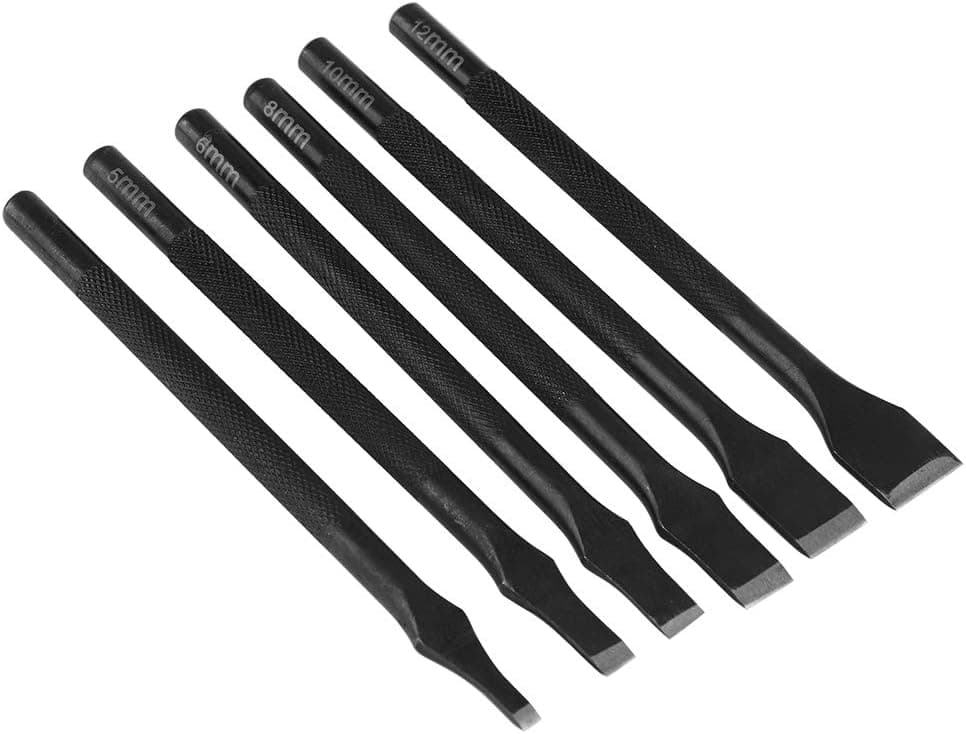 6Pcs Leather Stitching Chisel Set, Leathercraft Pricking Iron Kit 3mm 5mm 6mm 8mm 10mm 12mm for Leather Craft DIY