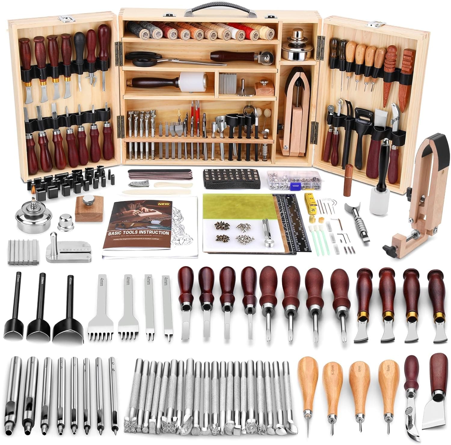 BUTUZE Leather Working Kit, Boxed Leather Tooling Kit, Heavy Duty Leather Sewing Kit Professional