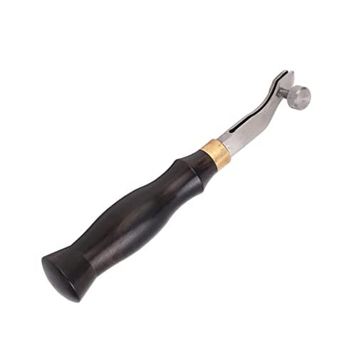 Leather Edge Creaser, 0.5mm Adjustable Screw Heated Leather Edge Creaser Tool Ebony Handle Arc Design Stainless Steel Heatable Leather Groover for Leathercraft