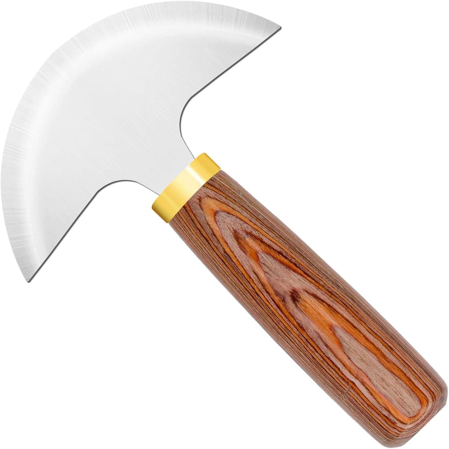 GREBSTK Round Head Leather Knife - High Carbon Steel Half Moon Skiving & Cutting Tool with Walnut Handle