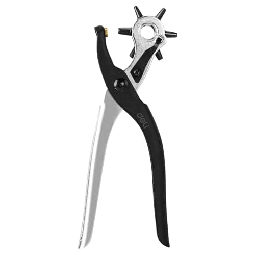 Deli 9" Leather Hole Punch Tool - Heavy Duty Rotary Belt Hole Puncher & Leather Punch Tool for Belts, Watch Bands, Dog Collars, Saddles, Shoes, Fabric, DIY Crafts