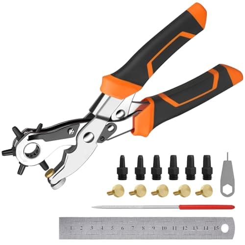 Heavy Duty Revolving Punch Plier Kit, Diyife Leather Hole Punch, 6 Sizes